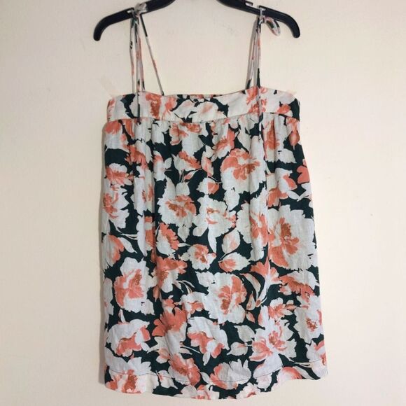 Abercrombie & Fitch Women's Trapeze Linen Viscose Floral Mini Dress Green PM EUC - Picture 3 of 11